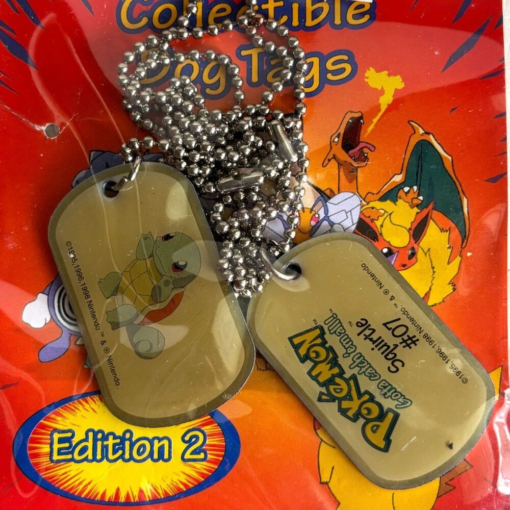 Vintage 1999 Pokemon Squirtle #07 Limited Edition Collectable Dog Tags Nintendo